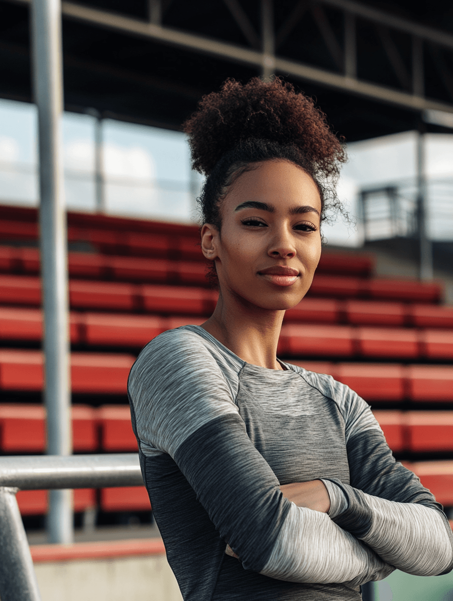Zelfzekere athlete in stadion